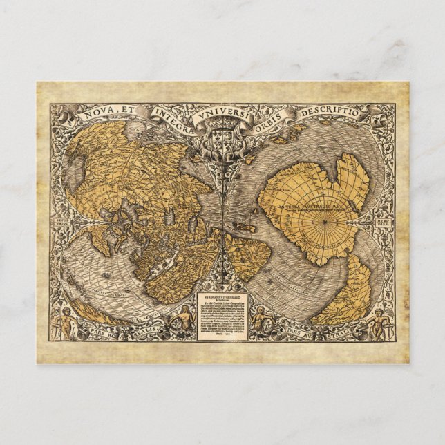 Orontius Finaeus Weltkarte, 1531 Postkarte (Vorderseite)