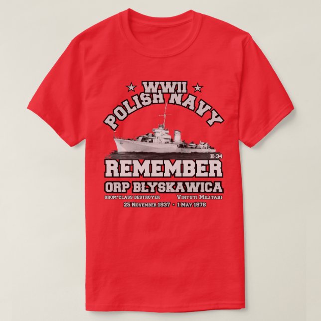 ORP Blyskawica H34 Polnische Marine T-Shirt (Design vorne)