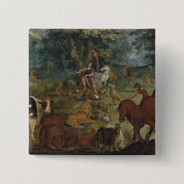 Orpheus, der die Tiere (Öl, bezaubert auf Platte) Button (Vorderseite)