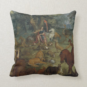 Orpheus, der die Tiere (Öl, bezaubert auf Platte) Kissen