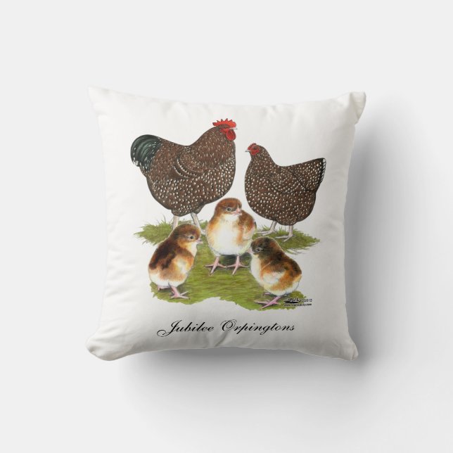 Orpington Jubiläum-Huhn-Familie Kissen (Vorderseite)