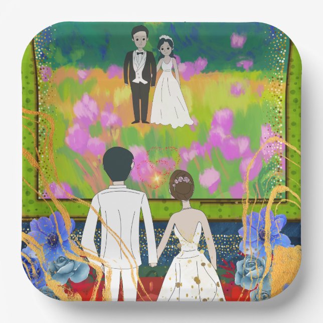 Ort der Hochzeitsfeier Pappteller (Vorderseite)