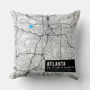 Ort der Zuhause Atlanta City Map Kissen