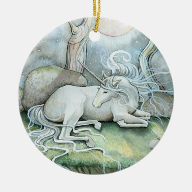 Ort des Friedens Einhorn Keramik Ornament (Vorne)