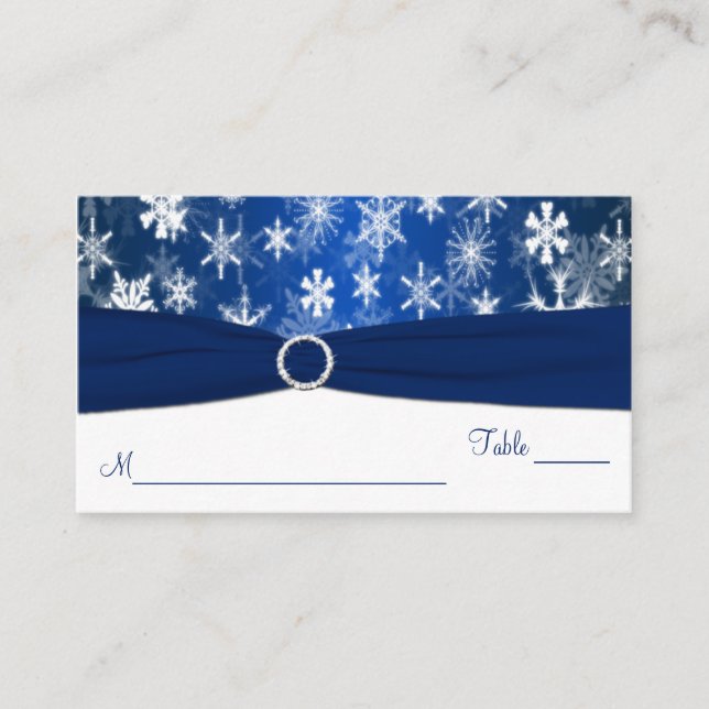 Orte für blaue und weiße Schneeflocken Platzkarte (Vorderseite)