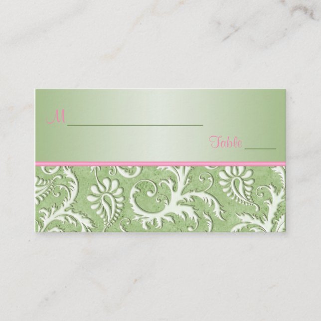 Orte für grüne und rosa Damaskus Platzkarte (Vorderseite)