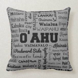 Orte von O'ahu Hawaii, Grau und Schwarzes Kissen