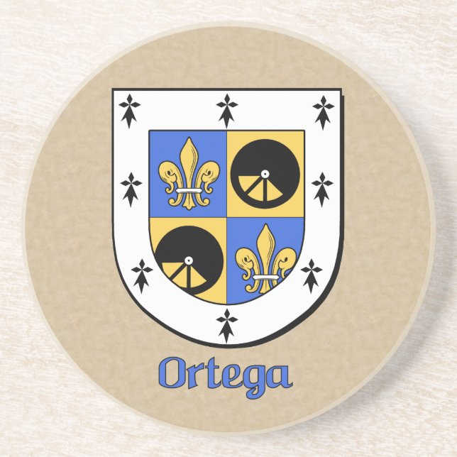 Ortega Heraldic Shield Sandstein Untersetzer (Vorne)