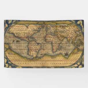 Ortelius 1570 Weltkarte: Antike Kartographie Banner