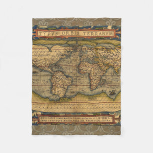 Ortelius 1570 Weltkarte: Antike Kartographie Fleecedecke