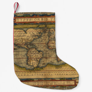 Ortelius 1570 Weltkarte: Antike Kartographie Kleiner Weihnachtsstrumpf