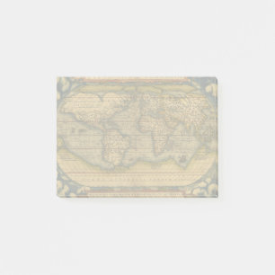 Ortelius 1570 Weltkarte: Antike Kartographie Post-it Klebezettel