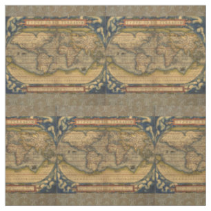 Ortelius 1570 Weltkarte: Antike Kartographie Stoff