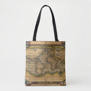 Ortelius 1570 Weltkarte: Antike Kartographie Tasche