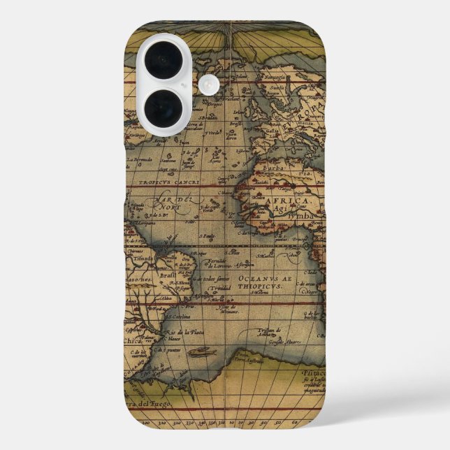 Ortelius Form der Weltkarte iPhone 16 Hülle (Rückseite)