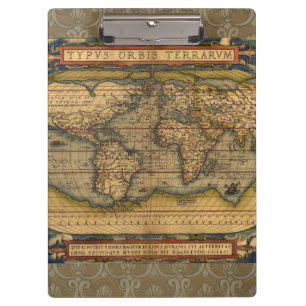 Ortelius Weltkarte 1570: Antike Kartographie Klemmbrett