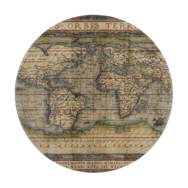 Ortelius Weltkarte 1570 Schneidebrett (Vorderseite)