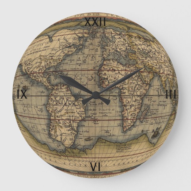 Ortelius world map große wanduhr (Vorderseite)