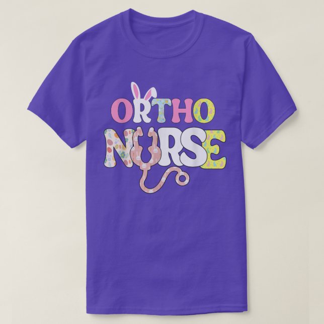 Ortho Nurse Life Stethoscope Scrub Niedliche Bunny T-Shirt (Design vorne)