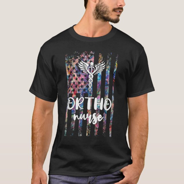 Ortho Nurse Us Flag Orthopädische Krankenschwester T-Shirt (Vorderseite)