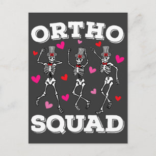 Ortho Squad Tanzen Skelett Valentine Postkarte