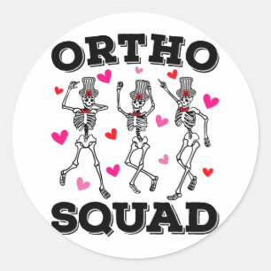 Ortho Squad Tanzen Skelett Valentine Runder Aufkleber