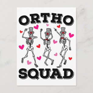 Ortho Squad Tänzerisches Skelett Valentinstag Postkarte