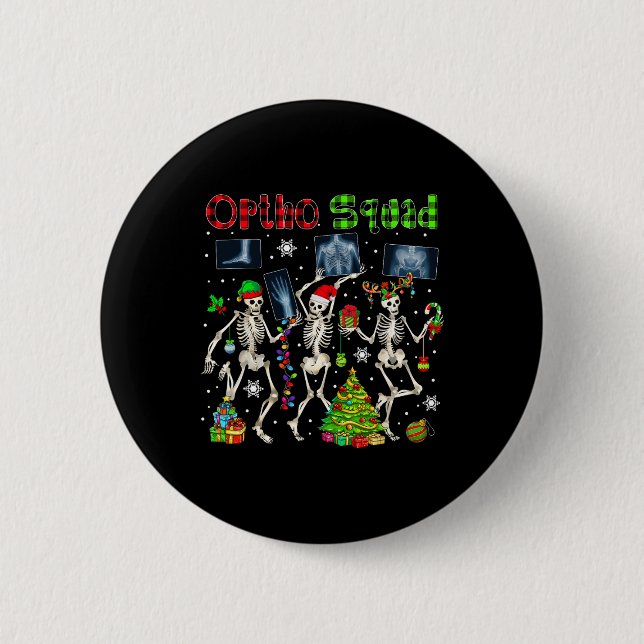 Ortho Squad Xmas Three Santa Reindeer Elf Röntgen  Button (Vorderseite)