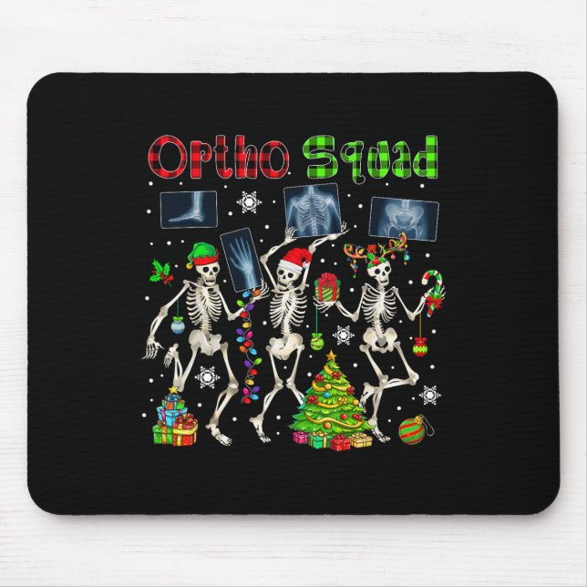 Ortho Squad Xmas Three Santa Reindeer Elf Röntgen  Mousepad (Vorne)