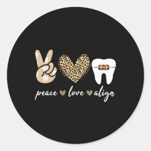 Orthodontic Peace Liebe Align Leopard Orthodontist Runder Aufkleber