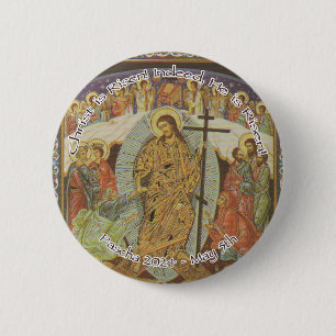 Orthodox Christlich Christ ist Risen Englisch 2024 Button