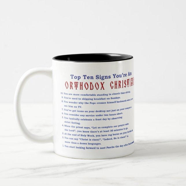 Orthodox Christlich Top 10 Zeichen Zwei Töne 11oz  Zweifarbige Tasse (Links)