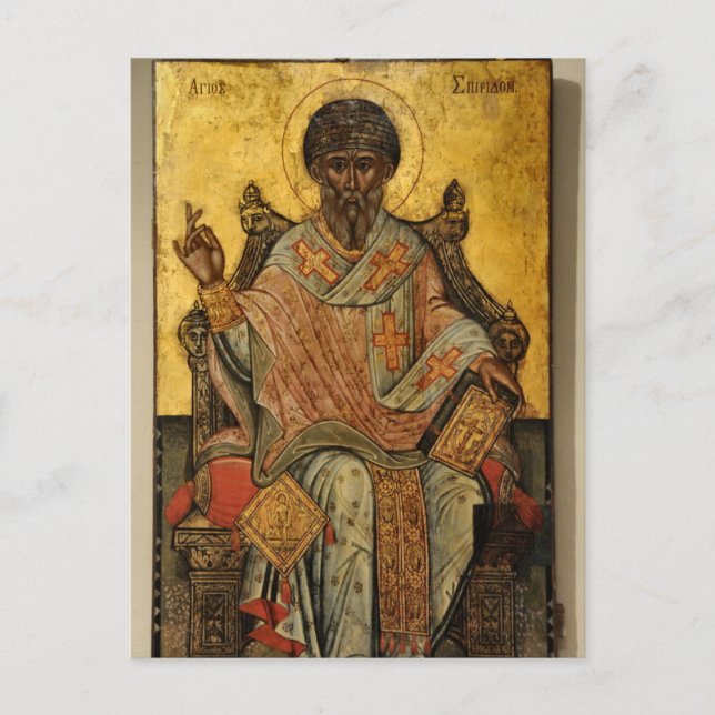Orthodox-Christliches Symbol des hl. Spyridon Postkarte (Vorderseite)