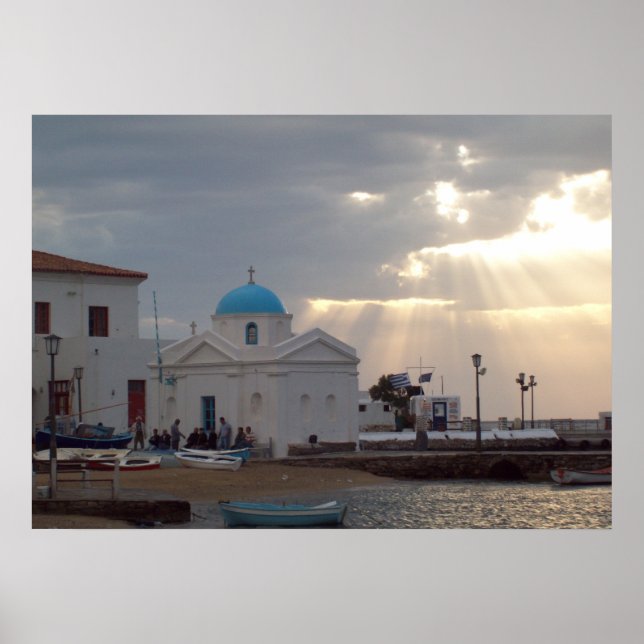 Orthodox Church Mykonos Island Greece Poster (Vorne)