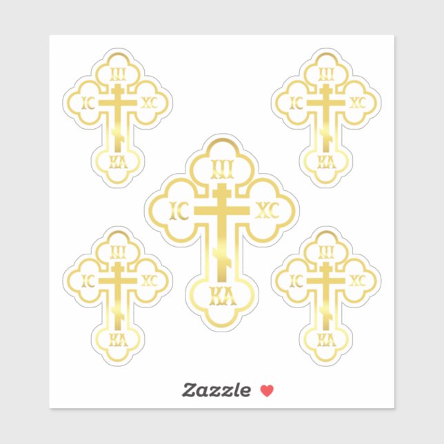 Orthodox Cross Gold NIKA Aufkleber (Blatt)
