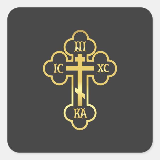 Orthodox Cross Gold NIKA Quadratischer Aufkleber (Vorderseite)