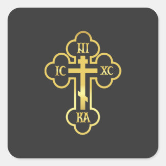 Orthodox Cross Gold NIKA Quadratischer Aufkleber