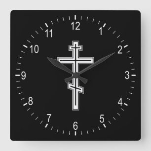 Orthodox cross quadratische wanduhr