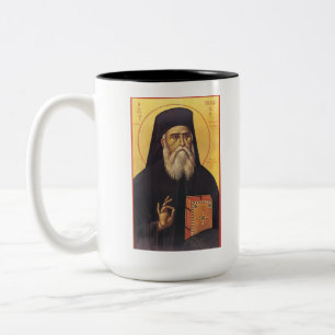 Orthodox Ikone des Heiligen Nektarios von Aegina Zweifarbige Tasse