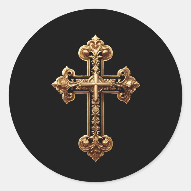 Orthodox Kreuz Runder Aufkleber (Vorderseite)