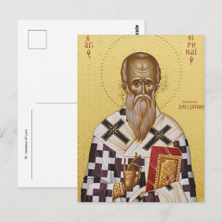 Orthodoxe christliche Ikone des hl. Irenäus von Ly Postkarte