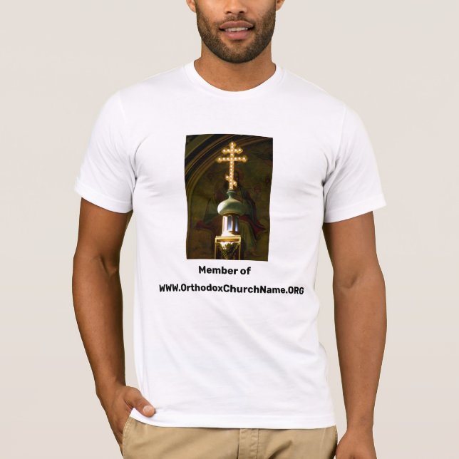 Orthodoxe Christliche Kirche Drei Bar Kreuz T-Shirt (Vorderseite)