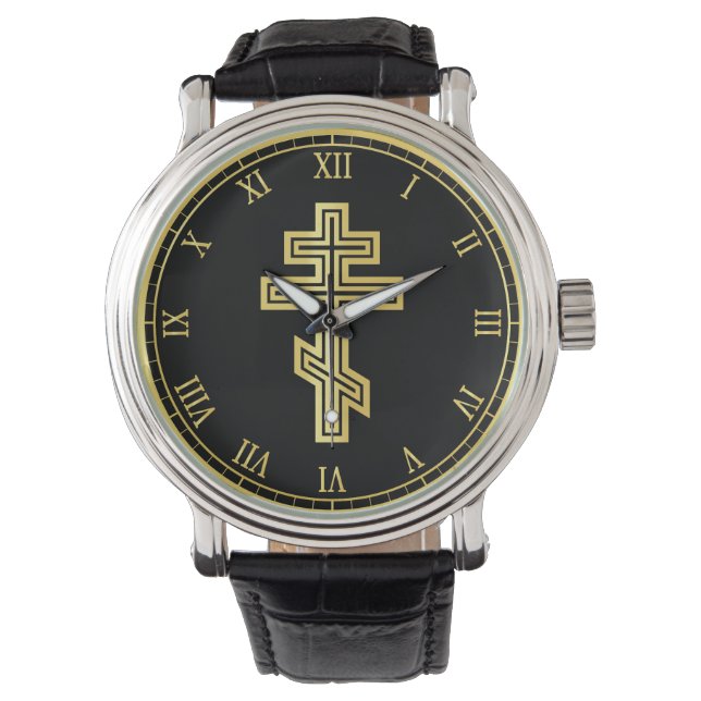 Orthodoxe Christliches Kreuz Armbanduhr (Vorderseite)