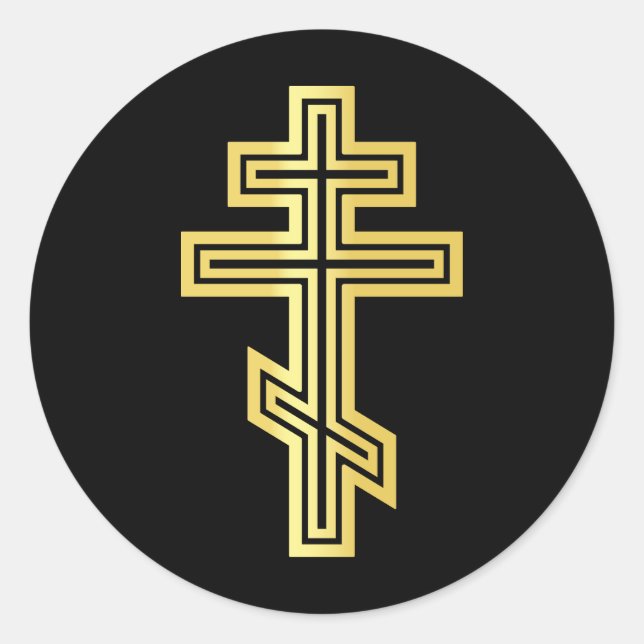 Orthodoxe Christliches Kreuz Runder Aufkleber (Vorderseite)