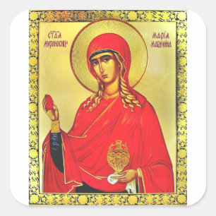 Orthodoxe Ikone der heiligen Maria Magdalena Quadratischer Aufkleber