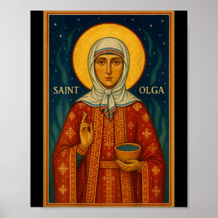 Orthodoxe Ikone der Heiligen Olga von Alaska Poster