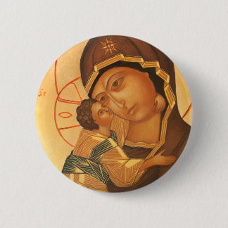 Orthodoxe Ikone der Jungfrau Maria und des Jesuski Button