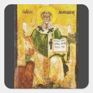 Orthodoxe Ikone des Heiligen Athanasius von Alexan Quadratischer Aufkleber