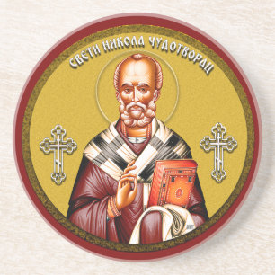 Orthodoxe Ikone des Heiligen Nikolaus 01 Getränkeuntersetzer