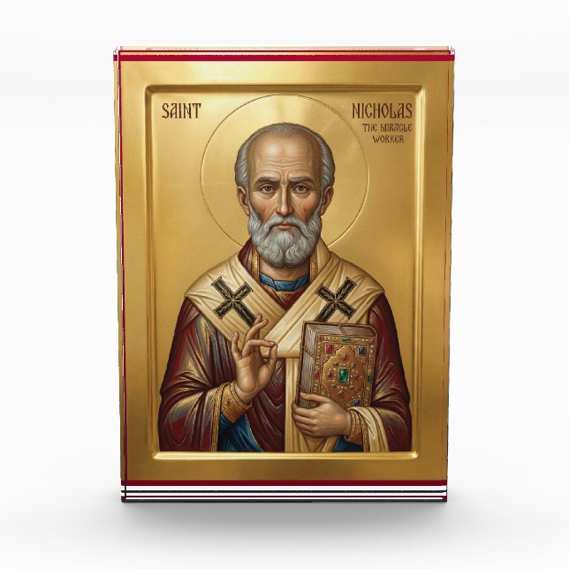 Orthodoxe Ikone des Heiligen Nikolaus Fotoblock (Vorderseite)